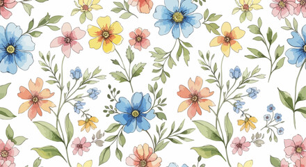 Obraz premium Nature inspired watercolor flowers with calm arrangement and organic beauty