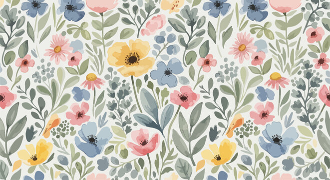 Nature themed floral illustration with vivid blooms and balanced composition