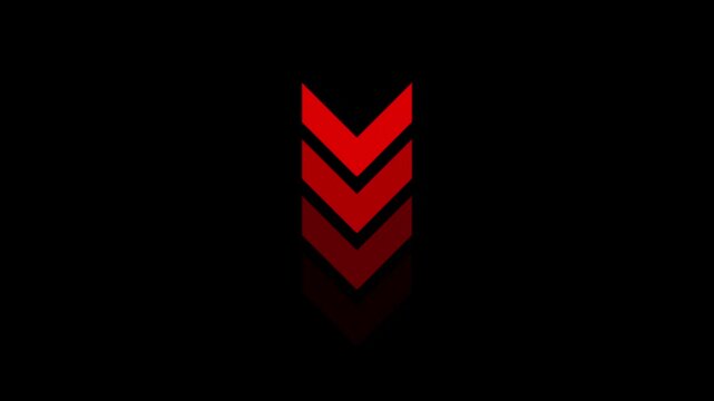 Animated Red Down Arrows Overlay Loop Motion Graphic: Business, Investment, Directional Icon Swipe Down Animation 4K