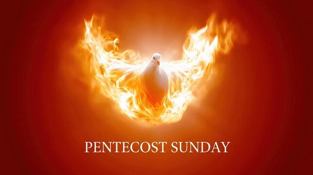 Pentecost Sunday White Dove Surrounded by Fire
