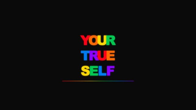 Animated Rainbow Pride Month Text - Proud Always on Black Background