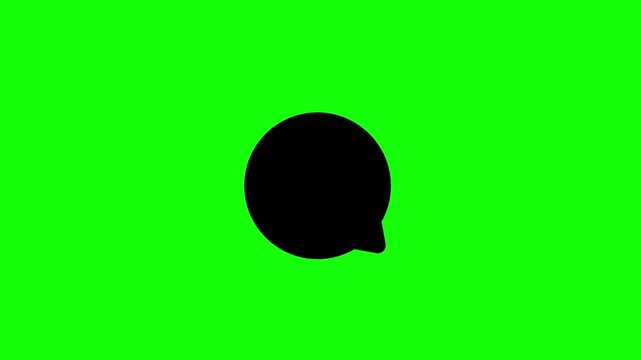 Animated social media icons including heart, chat bubble, and bookmark on green screen background.