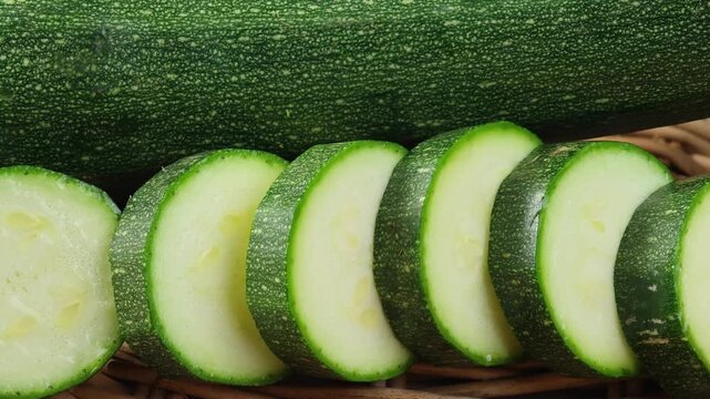 Fresh zucchini in a basket