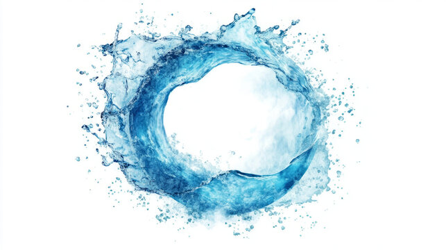 Blue water splash forming circular ring