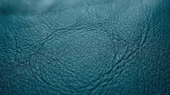 Close-up view of a teal textured leather surface with natural wrinkles and folds, showcasing its intricate details.