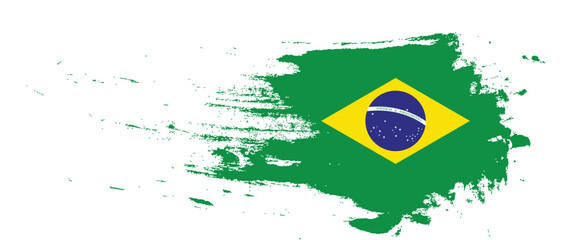 Grunge texture brazil flag on isolated transparent background for banner, poster design © mahbub studio