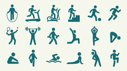 Set of various sport and fitness activities icons for health lifestyle © CURVARA