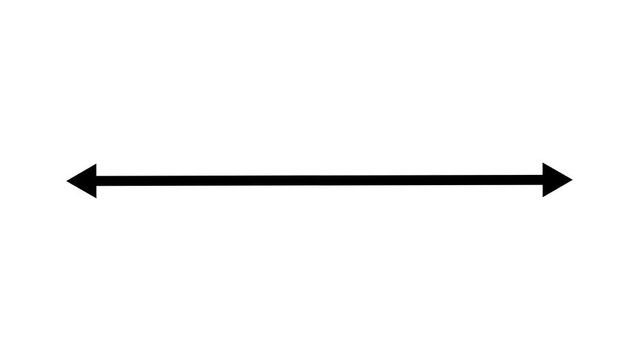 Minimalist Black Double Sided Horizontal Arrow Stretching Animation on White Background for Measurement and Scaling Concepts