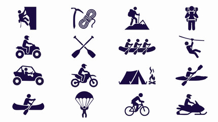 Outdoor Adventure Sports and Recreation Activities Icons Set © CURVARA