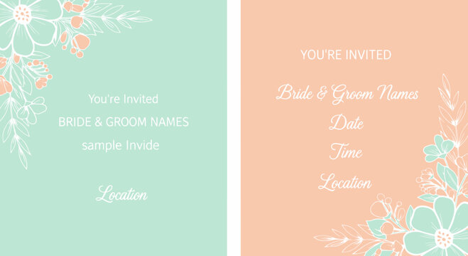 Wedding Invitation Card Template with Floral Design