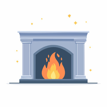 Cozy Fireplace with Burning Flames and Sparkles