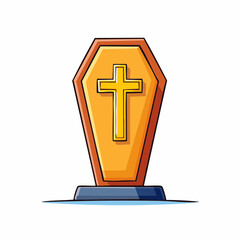 Obraz premium Cartoon Coffin with Christian Cross