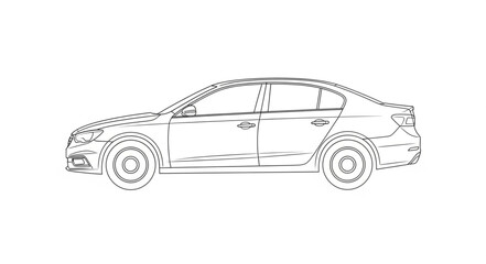 Obraz premium Modern Sedan Car Outline Drawing.