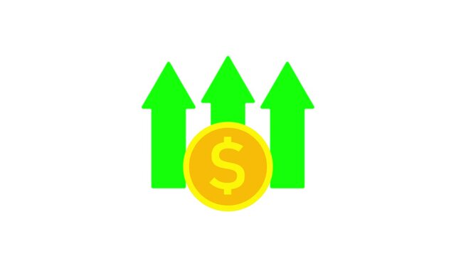 High pricing icon. Up arrow with dollar sign. high price business money cost pay payment logotype animation.