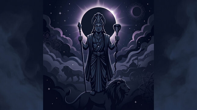 Lord Rahu Hindu Astrology Navagraha Deity during Solar Eclipse