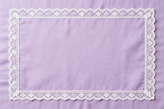 Lace border on purple fabric