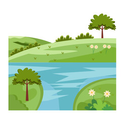 Fototapeta premium River Landscape Illustration