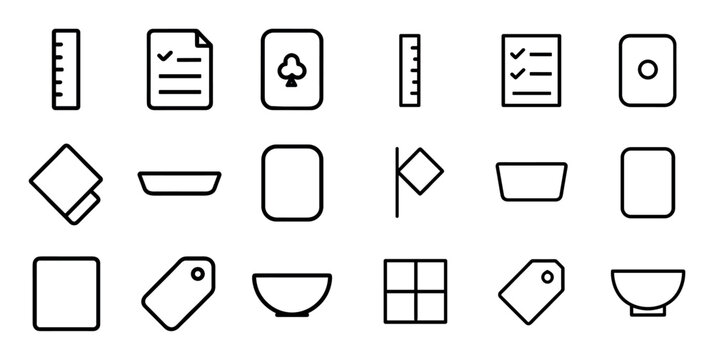 Measurement and tools concept icons with ruler, document and tag for mobile app design in thin line icons