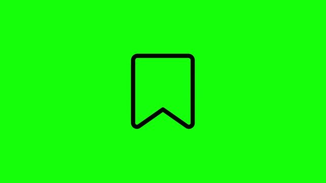 Animated bookmark icon for website interface design isolated on a green screen background.