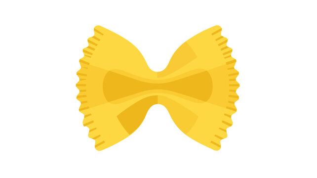 Creative colorful bowtie pasta piece vector icon illustration isolated on white background for Italian cuisine theme food blogs restaurant menus culinary branding and graphic design projects.