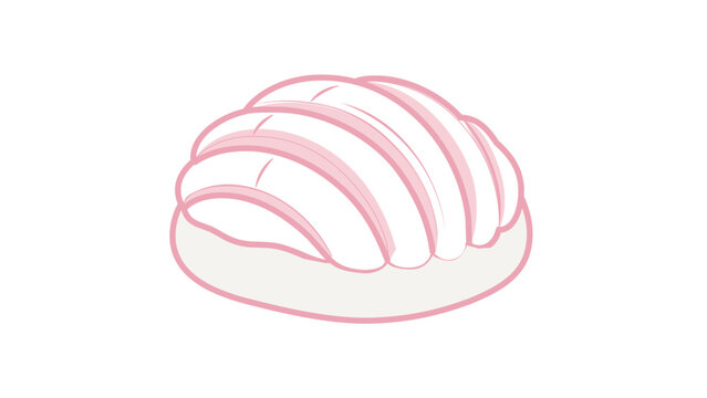 Modern pink concha bread vector icon with editable stroke and customizable line weight, showcasing a clean minimalist illustration of the classic mexican sweet pastry for bakery brand identity.