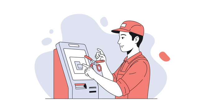 Service worker interacting with a touch screen kiosk for ordering or payment
