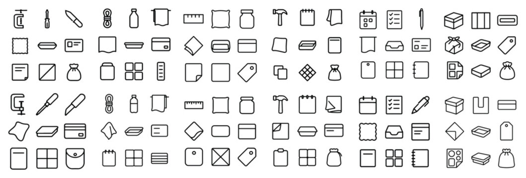 Office and finance icon set with folder notebook and envelope for dashboard interface in outline design