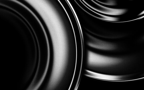 Abstract Blue Metallic Circular Shapes Background with Glossy 3D Chrome Texture


