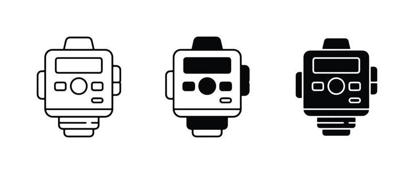 Camera Flash Speedlight Icons, Photography Equipment Set, Studio Lighting Symbols