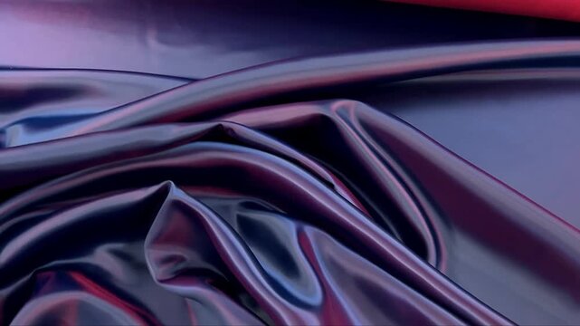 This luxurious navy blue taffeta material features a striking iridescent finish that shifts to magenta under light, offering a crisp texture and elegant sheen for high-end evening wear, bridal gowns, 