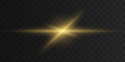 Golden spark light line with glitter particles. Horizontal neon streak isolated on transparent background. Magical shining divider for design use. © dedstock