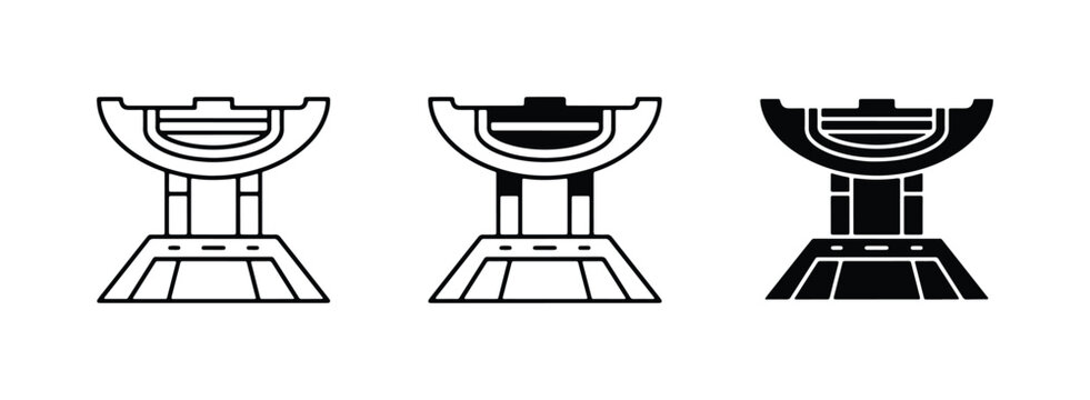 Barbecue Grill Icons, Outdoor Cooking Equipment, Portable BBQ Set