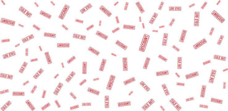 red discount and sold out stamps on transparent background