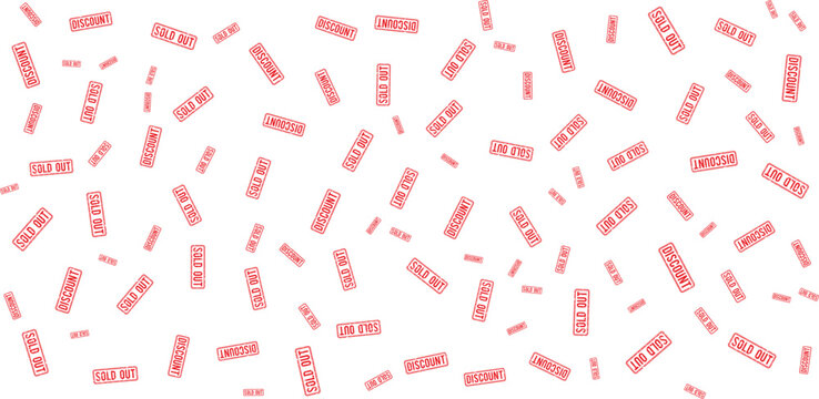 red discount and sold out stamps on transparent background
