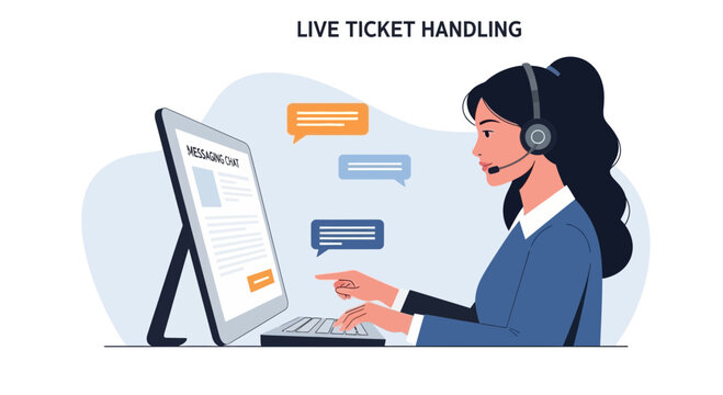 Customer Service Representative Chatting Online, Live Ticket Handling
