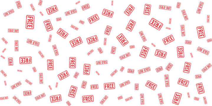 red free and sold out stamp pattern on transparent background