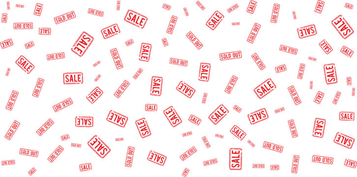 red sale and sold out stamps on transparent background