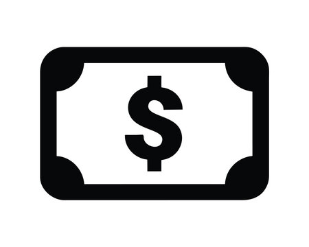 Simple icon of a dollar bill with a black border and white center  financial symbol