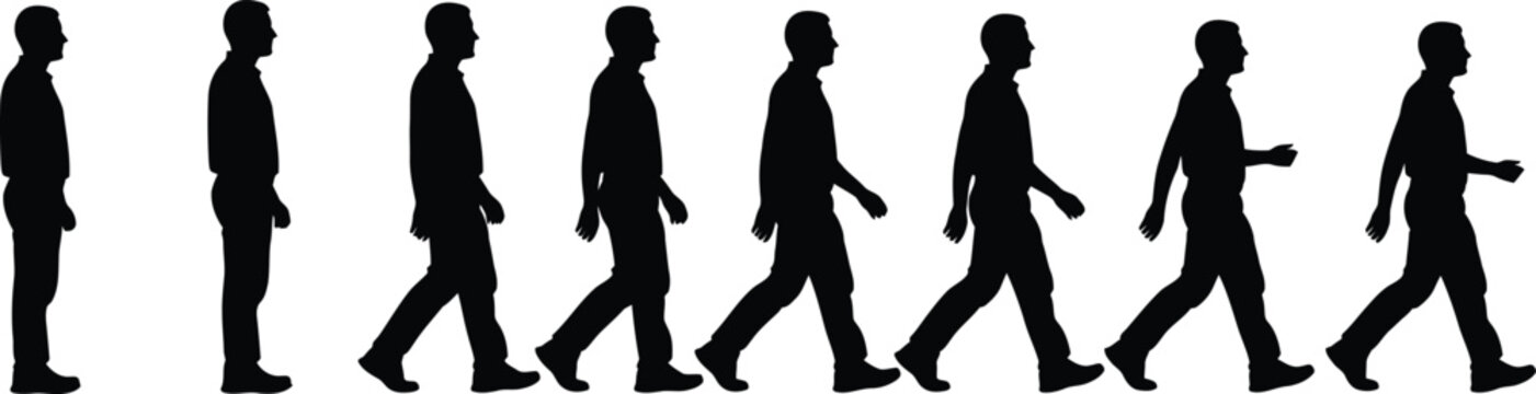 Human walking cycle silhouette sequence