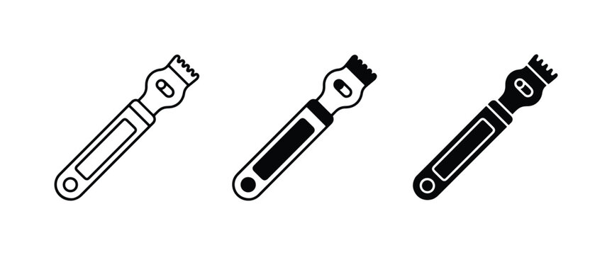 Citrus Zester Tool, Zesting Peeler, Kitchen Gadget Icons, Vector Set