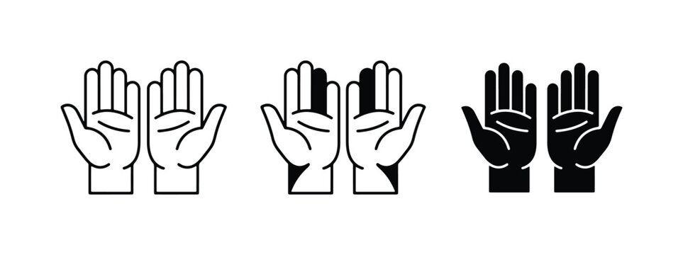 Praying Hands Icons, Open Palms, Spiritual Symbols, Religious Gestures, Hope, Faith