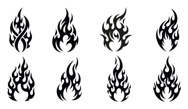 Tribal flame tattoo graphic collection suitable for vehicle decals and sport logos