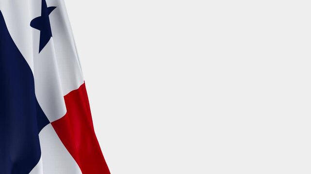 Panama Flag on Left Side, Waving National Symbol with Copy Space