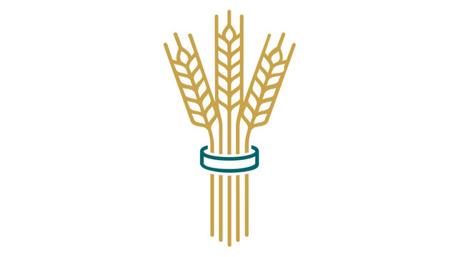 Vibrant and colorful bundle of wheat vector icon, a minimalist cereal plant illustration for agriculture, bakery, and brewing industry designs, isolated on a clean white background.