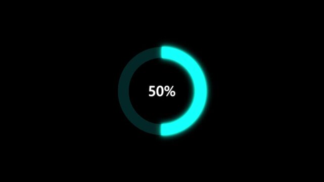 Abstract numerical counting from 0 to 100. Countdown timer from 0 to 100 seconds real time. Modern flat design of countdown animation. Circular progress
