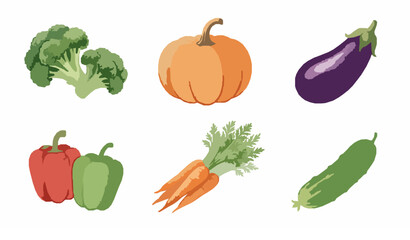 Fototapeta premium Fresh Vegetable Illustration Set Collection