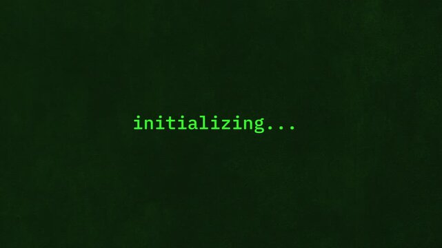Old CRT Computer Terminal Initializing Animation with Retro Green Command Line Screen Effect