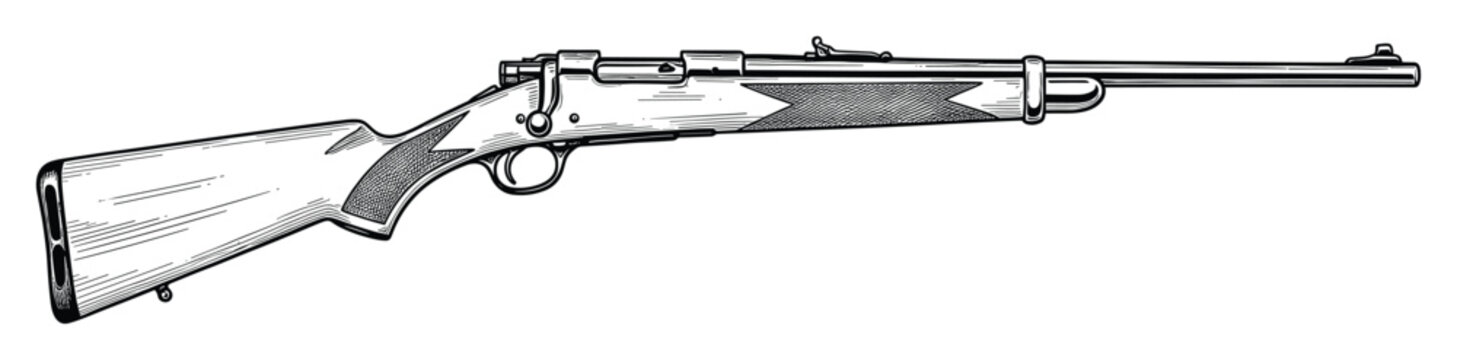 Old fashioned bolt action rifle graphic for outdoor and shooting sports themed content