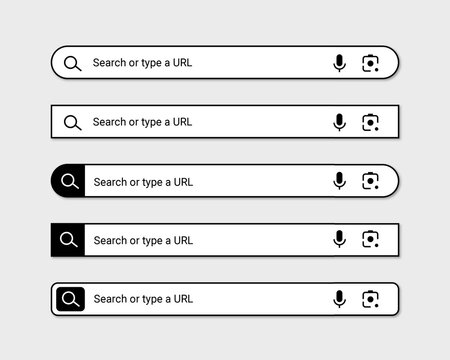 Various search bar templates internet browser engine with search box address bar and text field ui