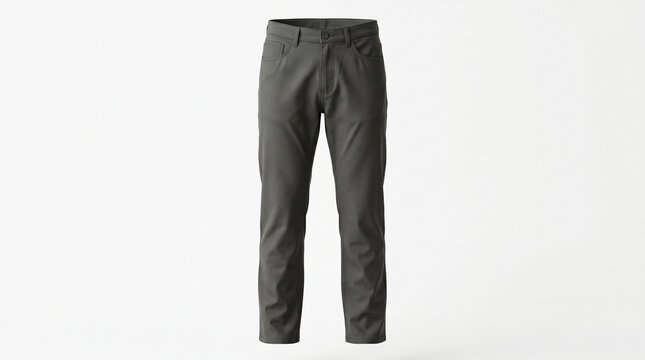 Modern 3D render of versatile dark grey men's trousers, a realistic apparel mockup for contemporary clothing design